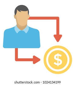 Man with dollar, investor flat icon