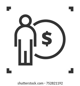 man with dollar line icon