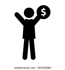 Man With Dollar Money Icon - Vector