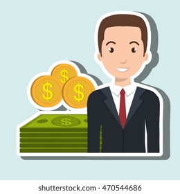 man dollar money icon vector illustration graphic