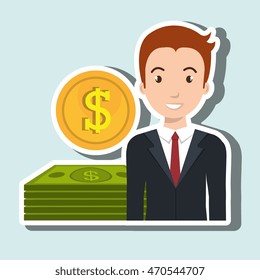 man dollar money icon vector illustration graphic