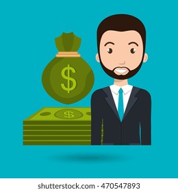 man dollar money icon vector illustration graphic