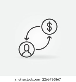 Man with Dollar sign connected with Arrows vector Bribery concept line icon or symbol