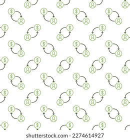 Man with Dollar sign connected with Arrows vector Bribery concept line seamless pattern