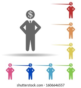 man, dollar, usd, business multi color style icon. Simple glyph, flat vector of business icons for ui and ux, website or mobile application