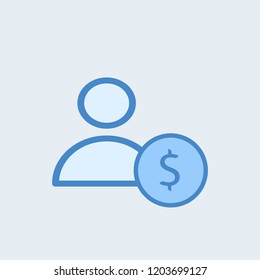 Man with dollar vector sketch icon on the white background