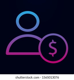 Man with dollar vector sketch nolan icon. Simple thin line, outline vector of finance icons for ui and ux, website or mobile application