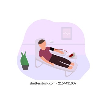 a man is donating blood