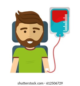 man donating blood with beard
