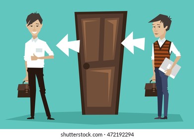 man. Door. vector illustration