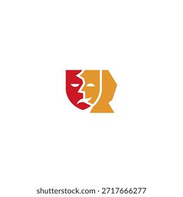 Man with double mask logo idea.