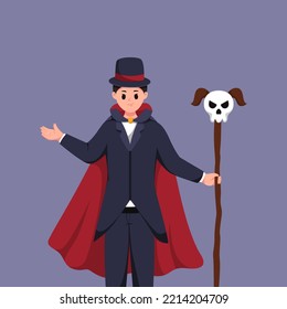 Man with Dracula Costume Character Illustration