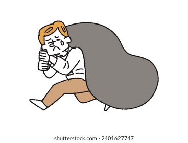  Man dragging a heavy load People carrying a heavy load