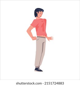 Man Drawing Back in Fear Suffering from Abuse and Bullying Vector Illustration