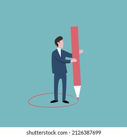 Man drawing a circle around him ;comfort zone concept