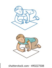Man drawing on floor