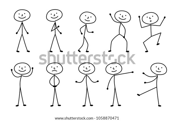 Man Drawn Different Poses Sticks Figure Stock Vector (Royalty Free ...