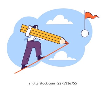 Man draws the path to the top