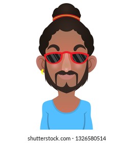 Man with the dreadlocks hair bound Avatars, modern reggae style Cartoon Vector
