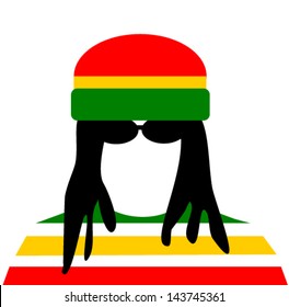 man with dreadlocks wearing rastafarian clothes