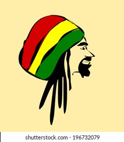 Man With Dreadlocks Wearing Reggae Hat