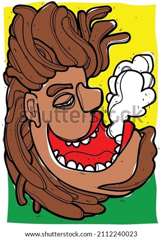 Man with dreads, Reggae illustration
