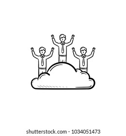 Man dreamer hand drawn outline doodle vector icon. Man on a cloud sketch illustration for print, web, mobile and infographics isolated on white background.