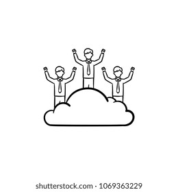 Icono del vector del doodle dibujado a mano por el soñador del hombre. Hombre en una ilustración de sketch en la nube para impresión, web, móviles e infografías aisladas en fondo blanco.