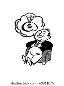 Man Dreaming Of Money - Retro Clipart Illustration