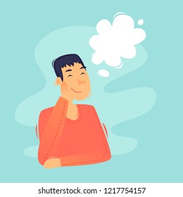 Man dreams. Flat design vector illustration