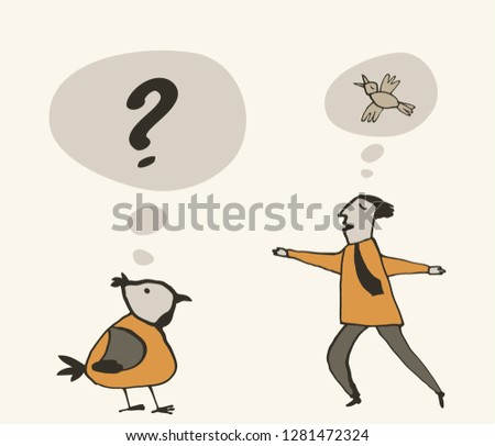 A man dreams of flying and the chicken does not understand him.