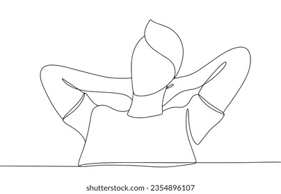 A man dreams and his hands behind his head  World Dream Day  One line drawing for different uses  Vector illustration 