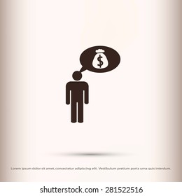 Man dreams of money icon