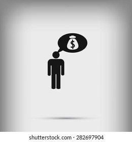 Man dreams of money icon