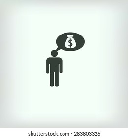 Man dreams of money icon