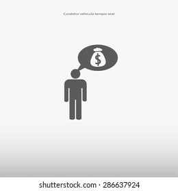 Man dreams of money icon