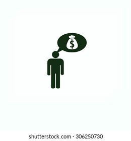 Man dreams of money icon