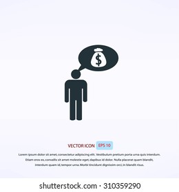 Man dreams of money icon
