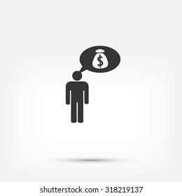 Man dreams of money icon