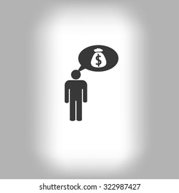 Man dreams of money icon