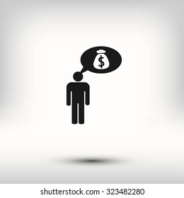 Man dreams of money icon