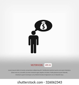 Man dreams of money icon