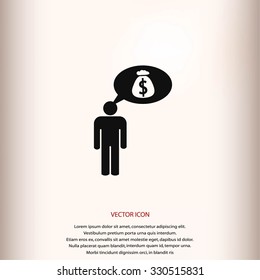 Man dreams of money icon