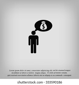 Man dreams of money icon