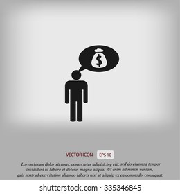 Man dreams of money icon