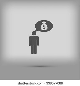 Man dreams of money icon