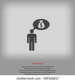 Man dreams of money icon