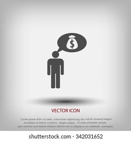 Man dreams of money icon