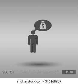 Man dreams of money icon