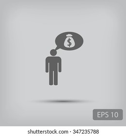 Man dreams of money icon